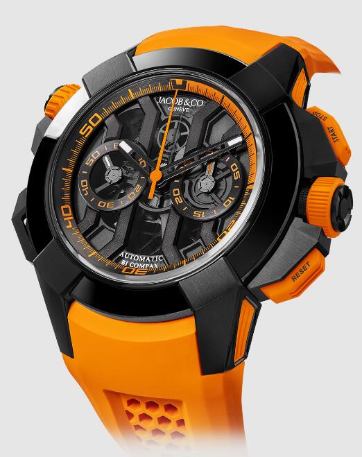 Review Jacob & Co EPIC X CHRONO BLACK TITANIUM (ORANGE BAND) EC313.21.SB.BO.E Replica watch - Click Image to Close